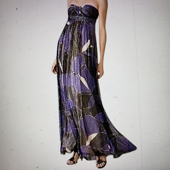 BCBGMaxAzria Gown Dress Maxi Silk Chiffon Strapless Size 2 Romantic Purple - Picture 8 of 8